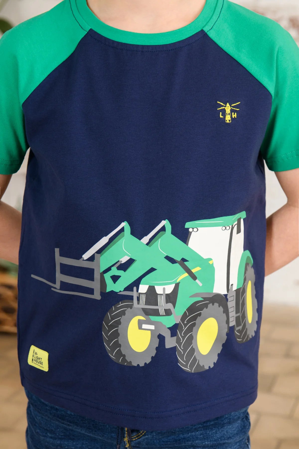 Lighthouse Kids 'Mason' Short Sleeve Green Front Loader Print Tee