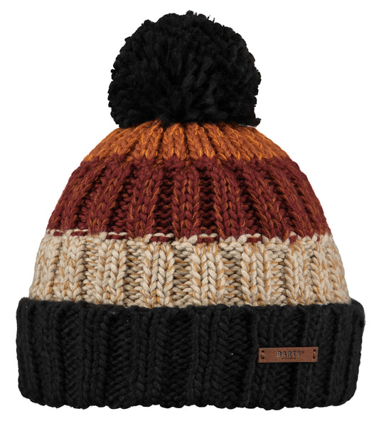 Barts Adults Wilhelm Striped Knitted Beanie - Burgundy