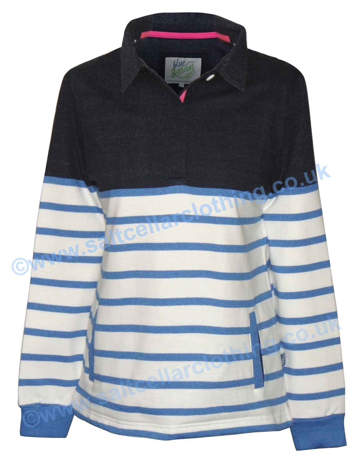 Blue & Green Womens 'Sierra' Stripe Sweatshirt - Navy