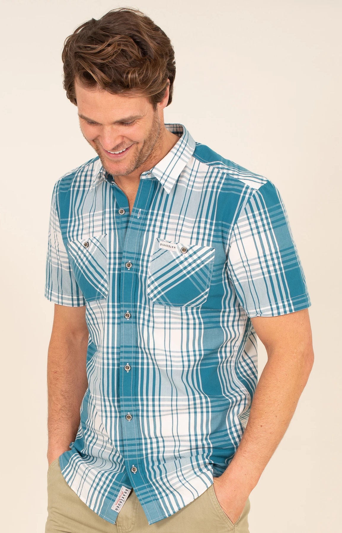Brakeburn Mens Short Sleeved Check Shirt