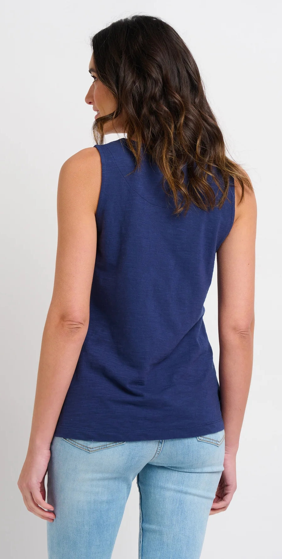 Brakeburn women's Alice style sleeveless vest in Navy.