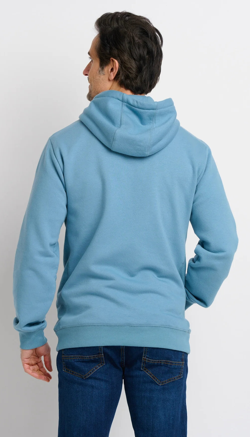 A blue men's hoody from Brakeburn with an abstract bicycle print on the front