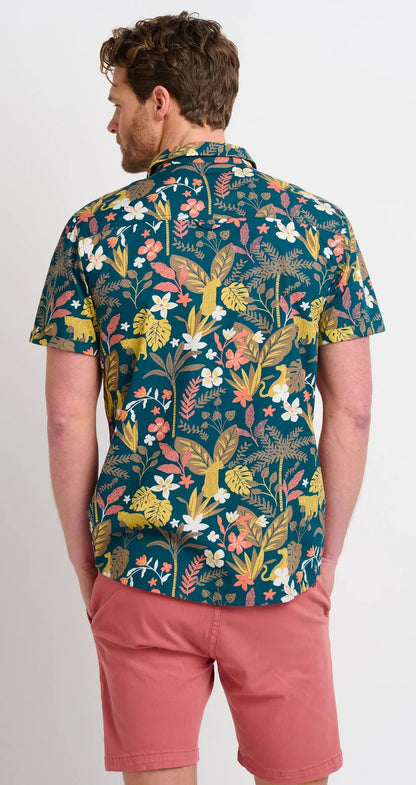 A men's short sleeve shirt from Brakeburn with a rainforest floral print