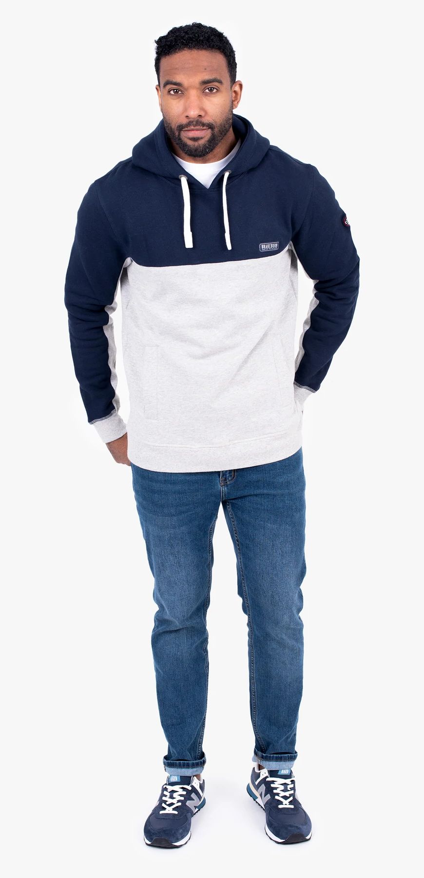 navy white hoodie