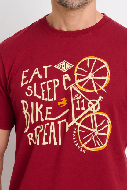 Eat, sleep, bike, repeat printed t-shirt/