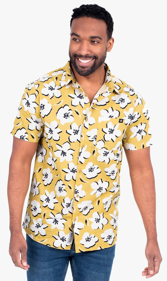Yellow and white floral print men's shirt from Brakeburn