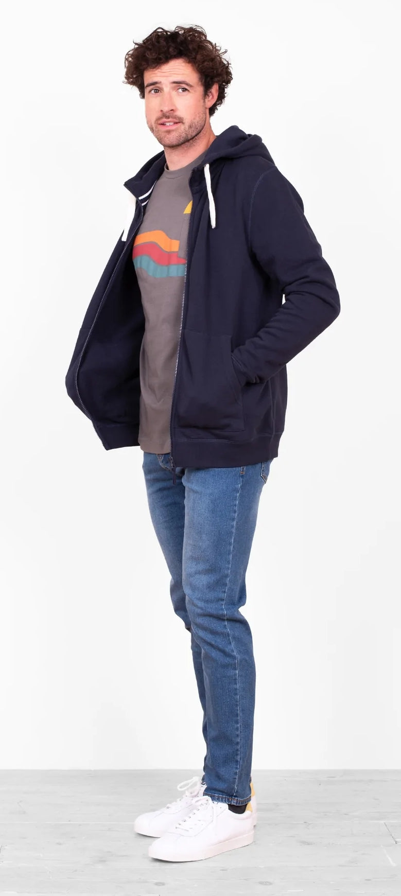 Brakeburn Mens Zip Through Hoody - Navy