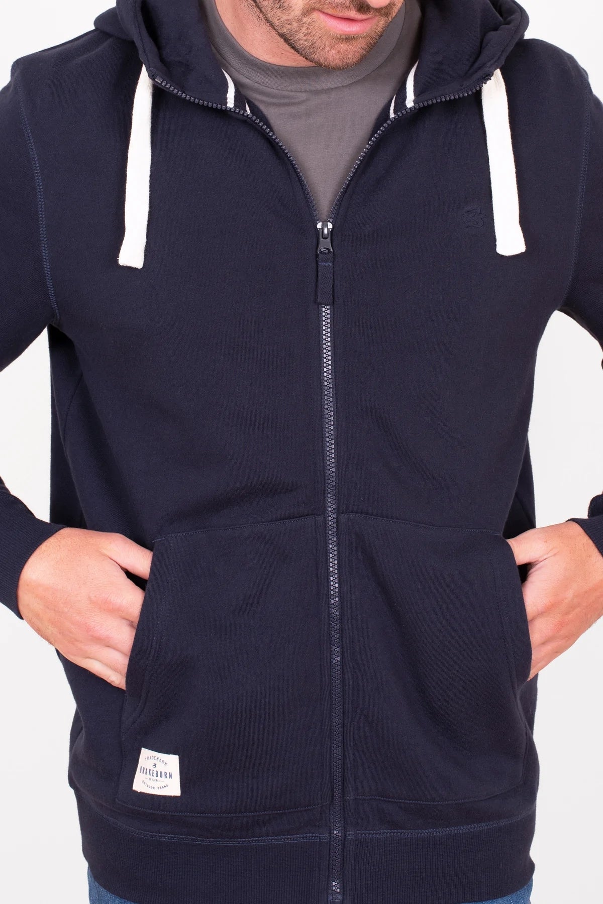 Brakeburn Mens Zip Through Hoody - Navy