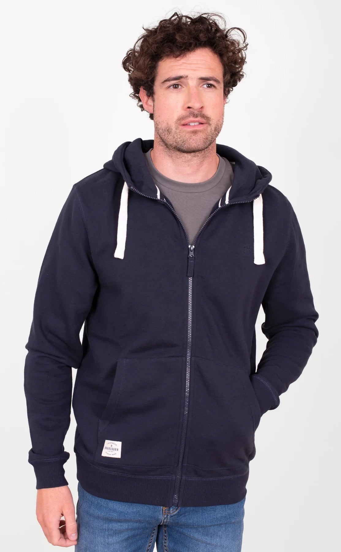 Brakeburn Mens Zip Through Hoody - Navy