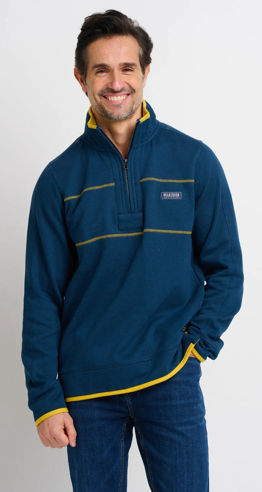 Brakeburn Mens 1/4 Zip Sweatshirt - Navy
