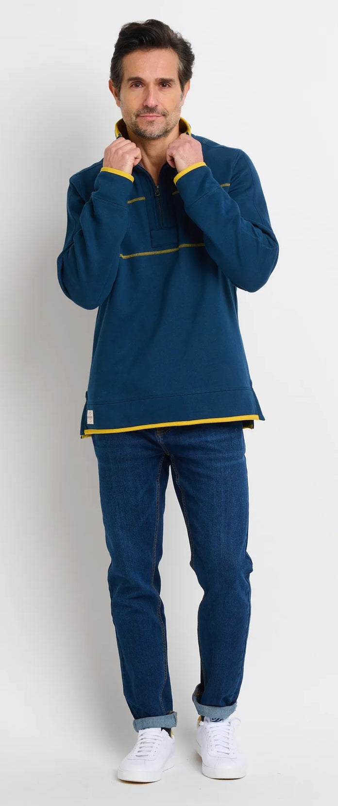 Brakeburn Mens 1/4 Zip Sweatshirt - Navy