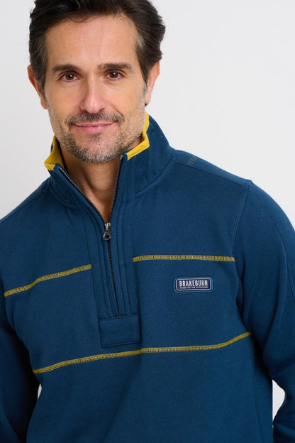 Brakeburn Mens 1/4 Zip Sweatshirt - Navy