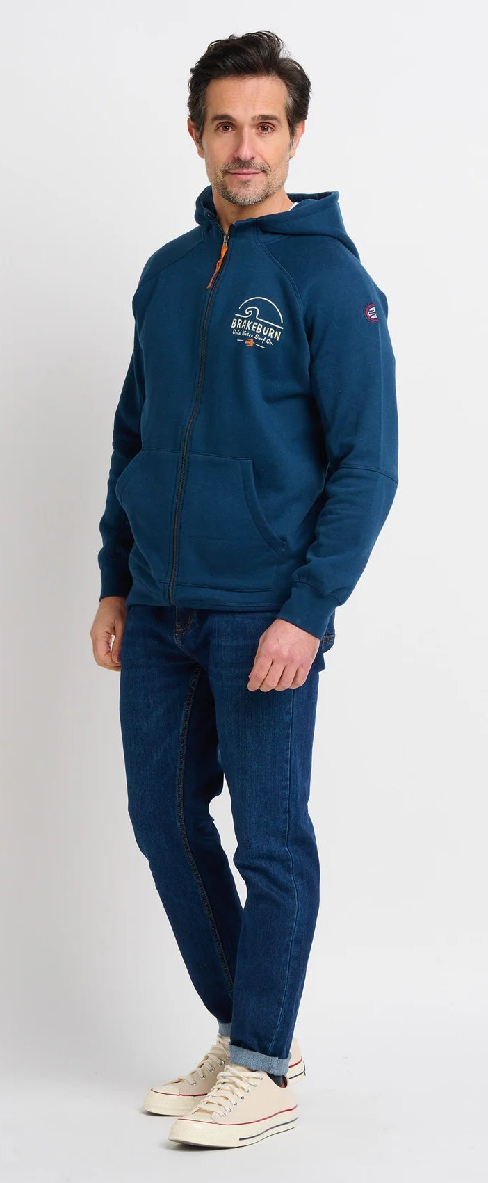 Brakeburn Mens Raglan Zip Through Hoodie - Navy