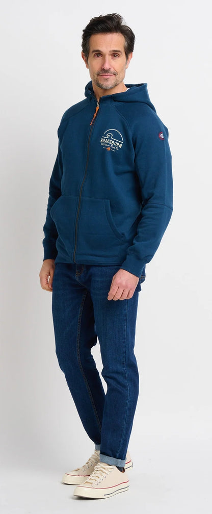 Brakeburn Mens Raglan Zip Through Hoodie - Navy