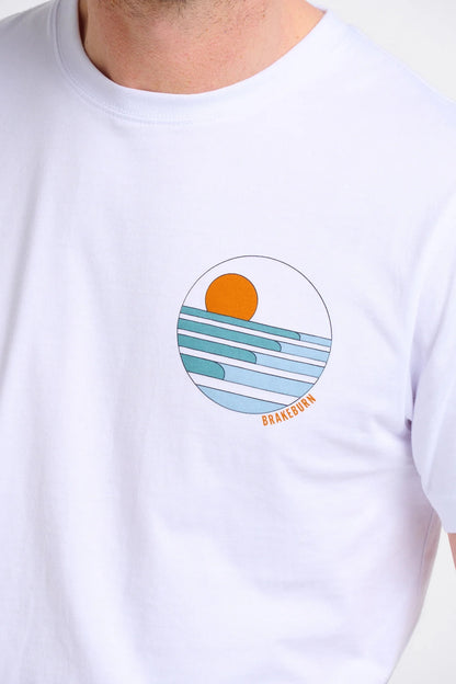 Brakeburn Mens Rolling Waves Print T-Shirt - White