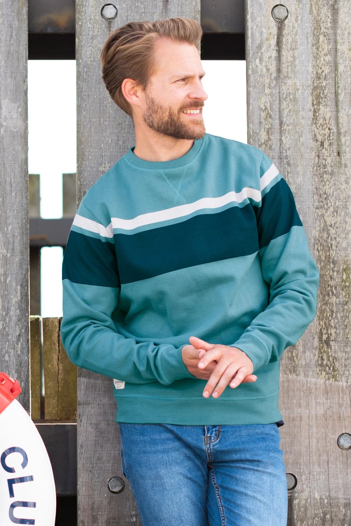 Men's chest stripe crew neck sweatshirt from Brakeburn