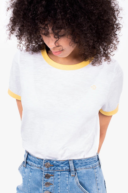 Brakeburn Womens 'Alani' Ringer Tee - White / Yellow