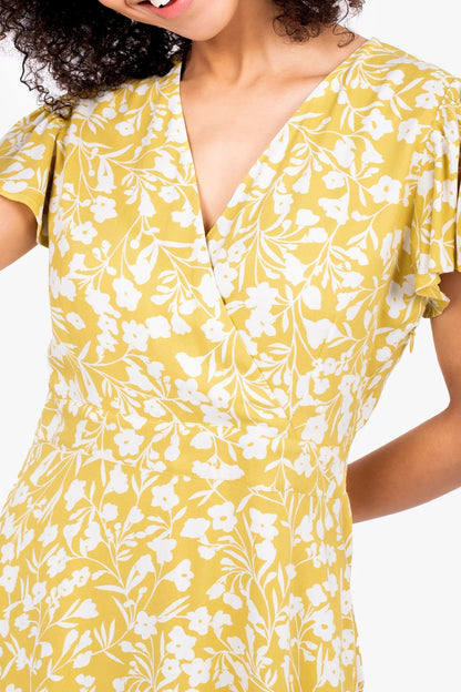 Brakeburn Womens Ayla Wrap Dress - Yellow
