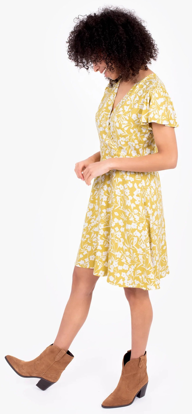 Brakeburn Womens Ayla Wrap Dress - Yellow