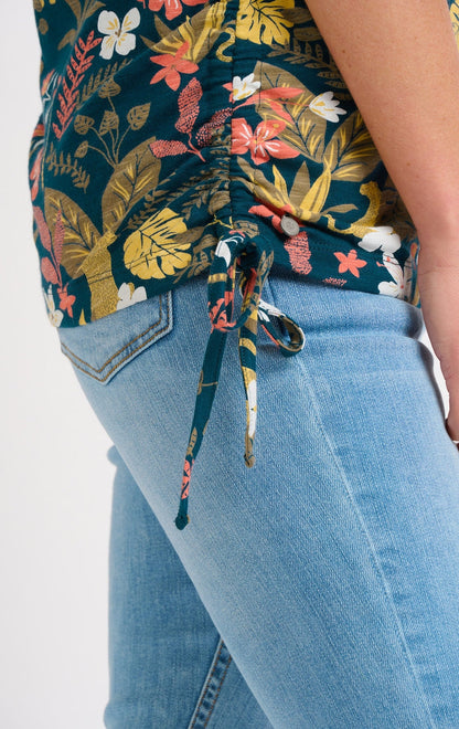Botanical Jungle pattern short sleeve womens tee from Brakeburn with adjustable tie sides