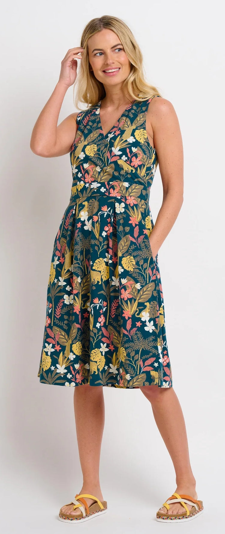 Women's Botanical Jungle print wrap dress from Brakeburn