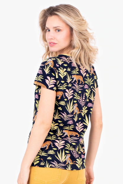 Brakeburn Womens 'Botanical Tiger' T-Shirt - Multicoloured