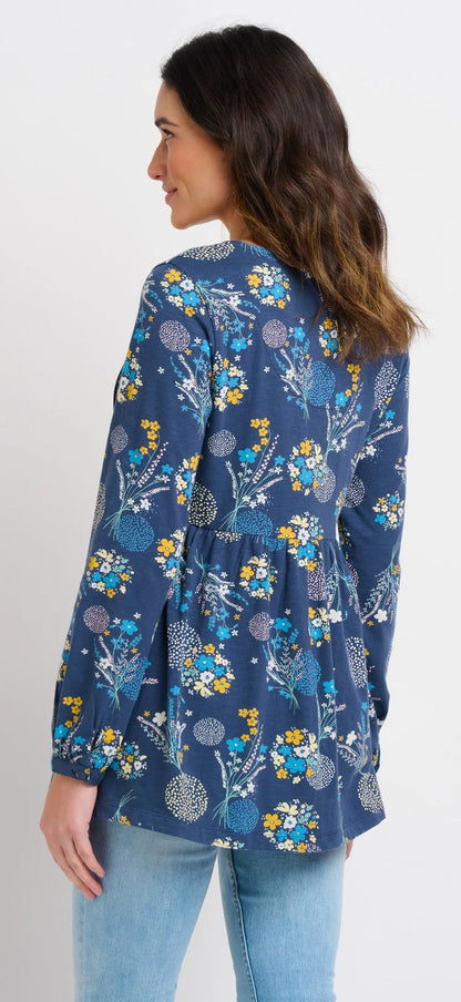 A floral pattern women's long sleeve tunic length blouse from Brakeburn