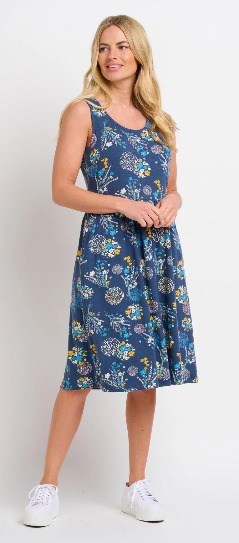 Brakeburn Womens 'Bursting Blooms' Sleeveless Dress - Navy