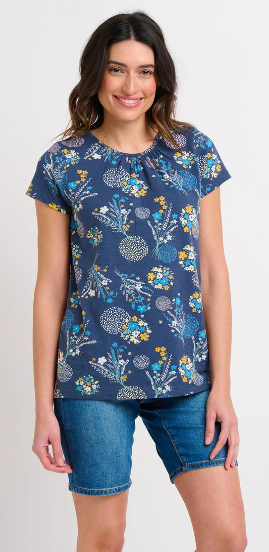 Brakeburn Womens Bursting Blooms Tee - Navy