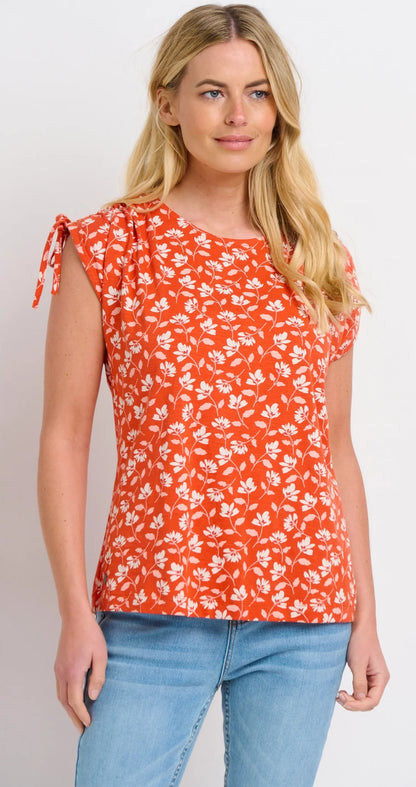 Brakeburn Womens Floating Floral Top - Coral