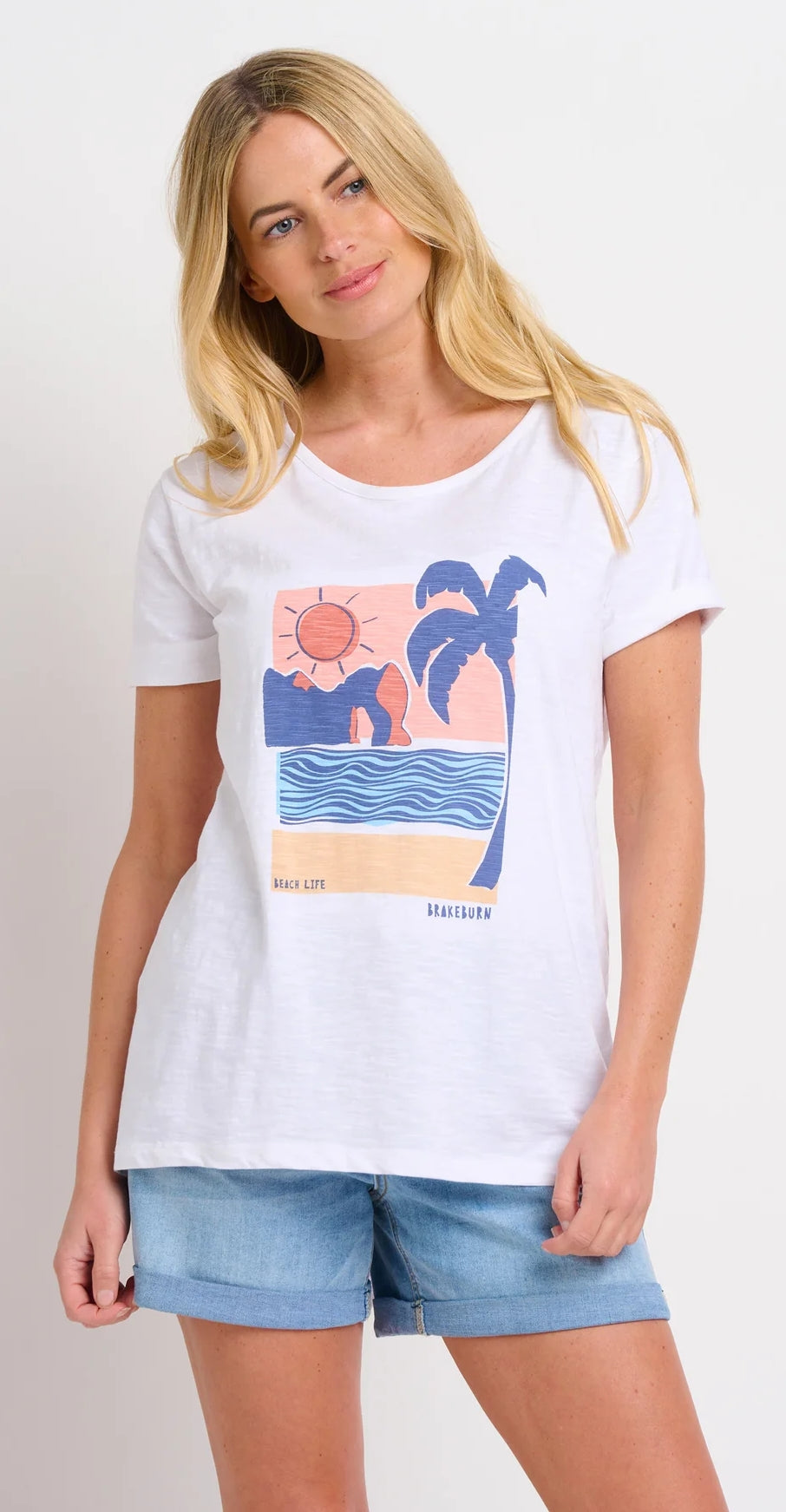 Brakeburn Womens Landscape Printed Tee - White