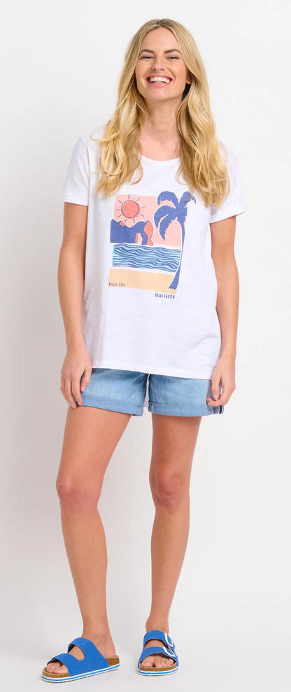 Brakeburn Womens Landscape Printed Tee - White