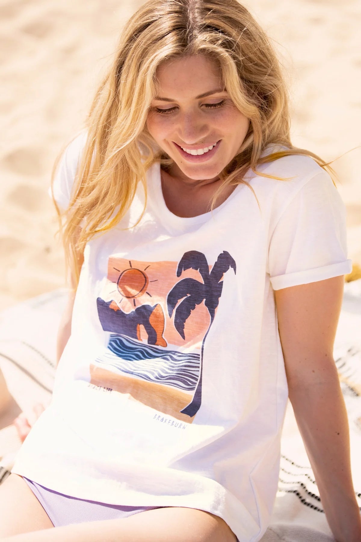Brakeburn Womens Landscape Printed Tee - White