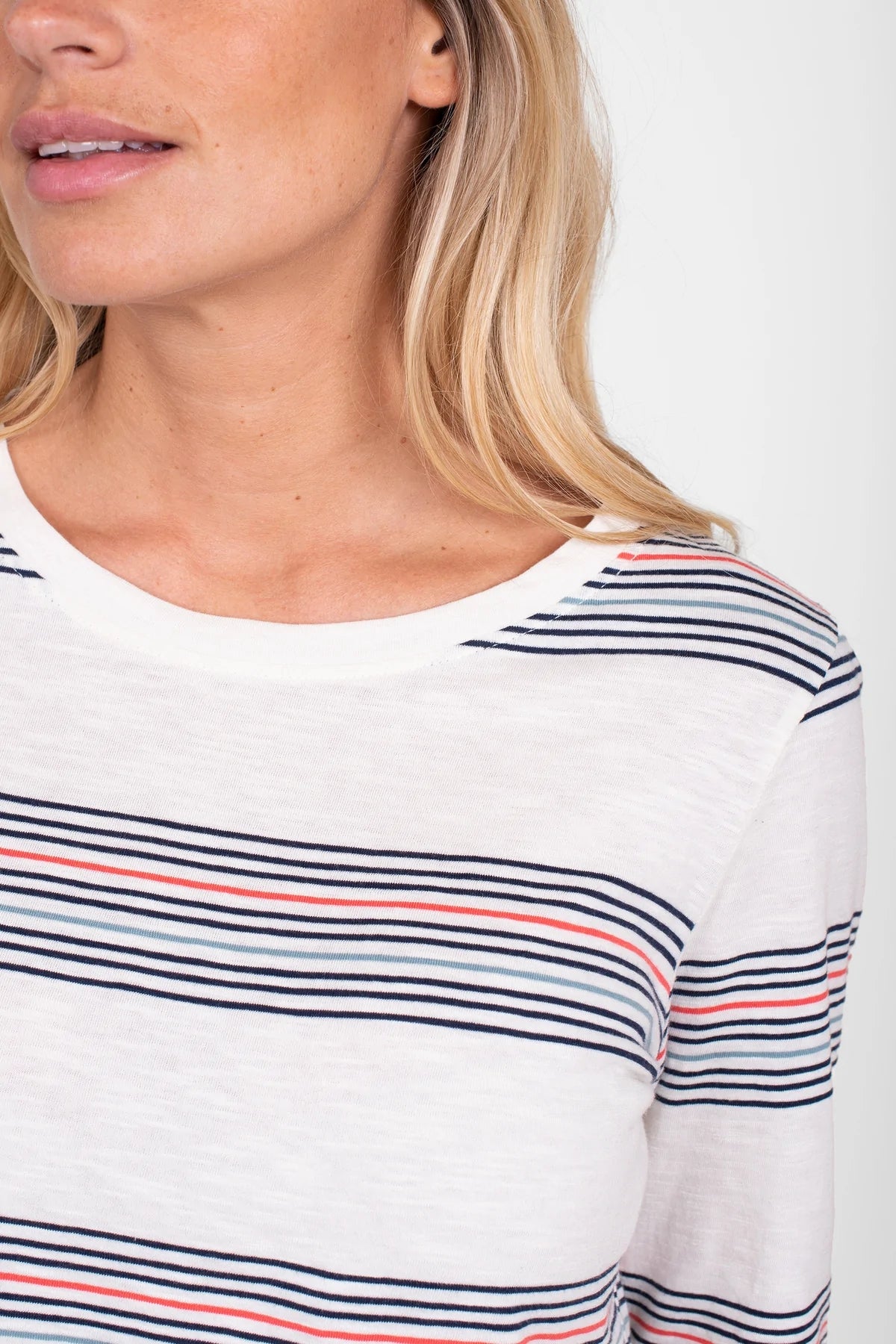 Brakeburn Womens Long Sleeve 'Rhett' Stripe T-Shirt - White