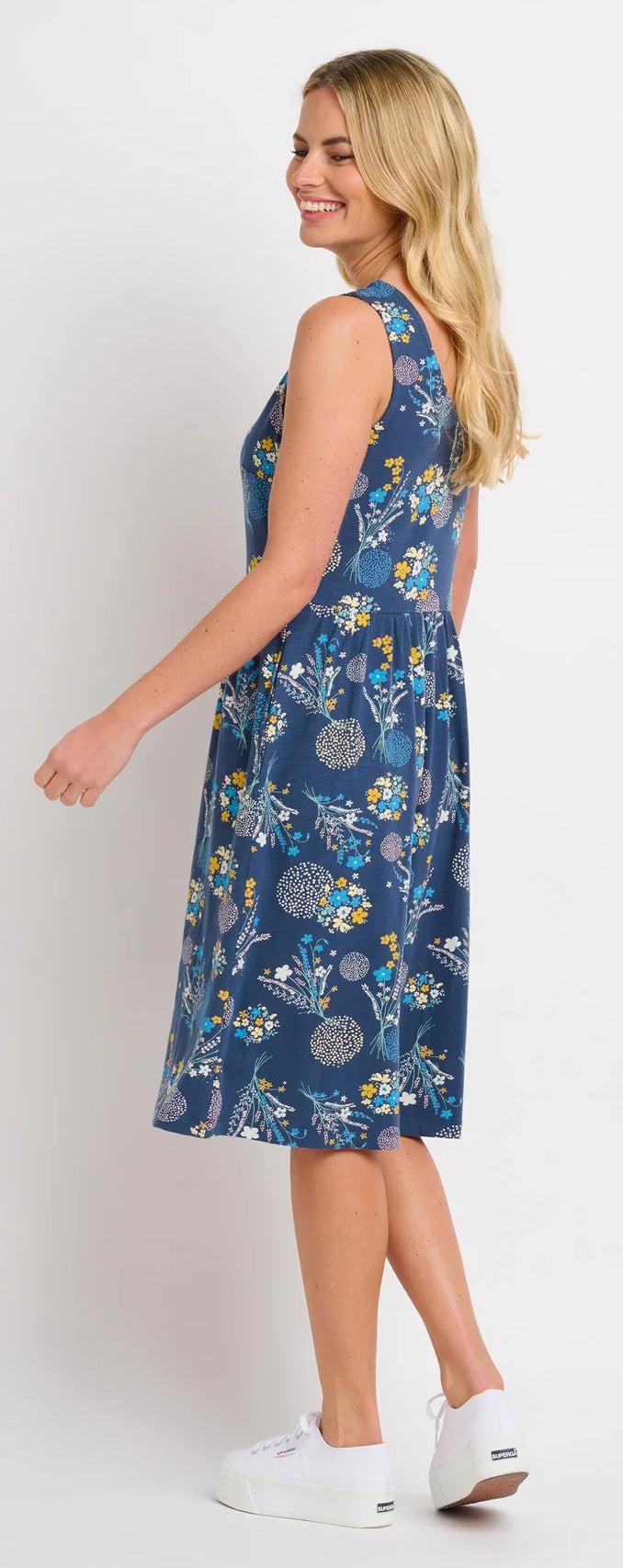 Brakeburn Womens 'Bursting Blooms' Sleeveless Dress - Navy