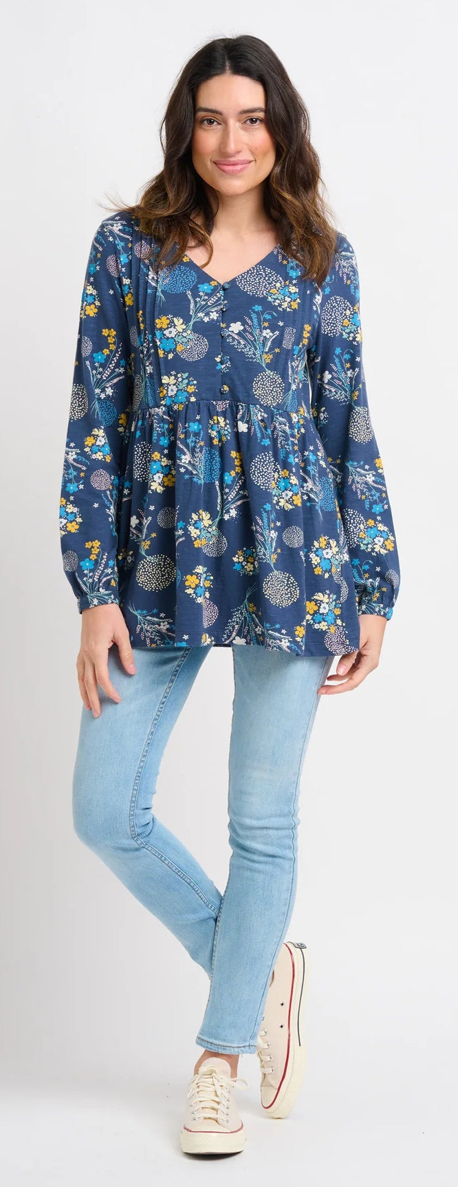 Tunic style floral print womens blouse from Brakeburn