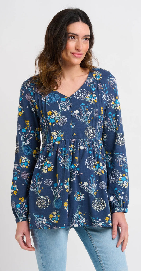 Women's Bursting Blooms blouse from brakeburn in navy with a floral pattern