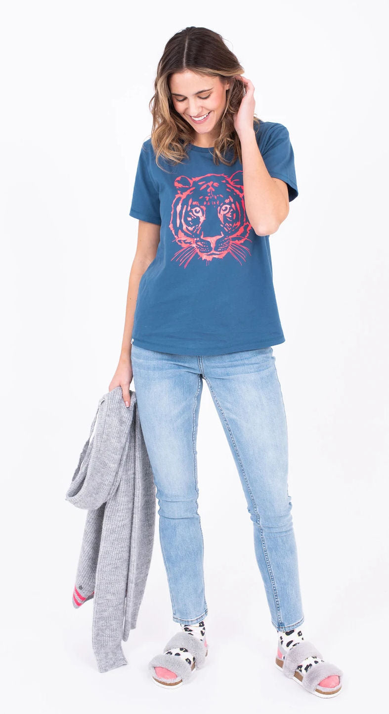 Brakeburn Womens 'Tiger T-Shirt' - Blue