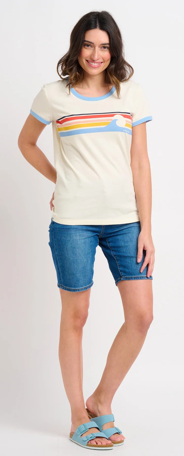 Brakeburn Womens Wave Chest Stripe Tee - Cream
