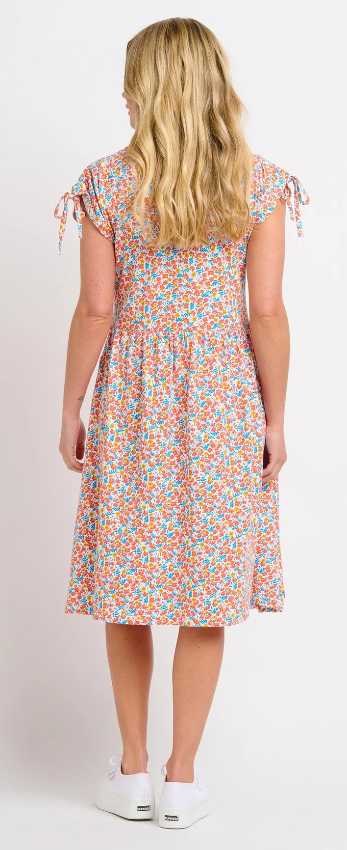 Brakeburn Womens Whimsical Floral Tie Sleeve Dress - Multicoloured