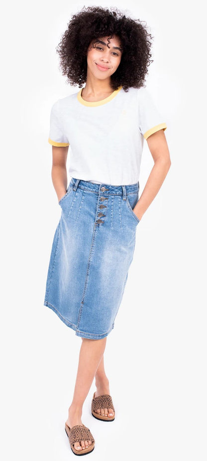 Brakeburn Womens 'Alani' Ringer Tee - White / Yellow