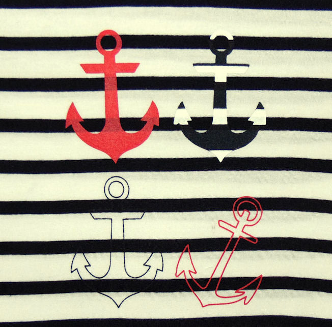 Captain Corsaire Kids 'Cosma' Anchor Print Striped Tee - White / Navy