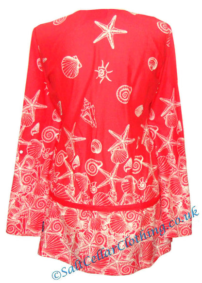 Captain Corsaire Womens 'Mirane' Shell & Starfish Blouse - Bisque Red / Coral