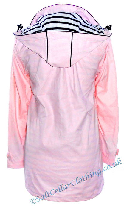 Captain Corsaire women's Regate Ete stripey lined waterproof rain jacket in Pale Pink.