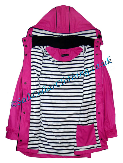 Women's Regate Ete stripy lined waterproof rain coat from Captain Corsaire in Dahlia Pink