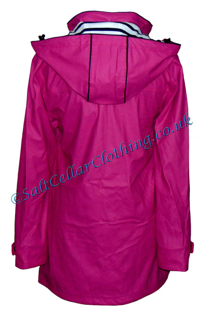 Women's Regate Ete nautical style waterproof rain coat from Captain Corsaire in Dahlia Pink