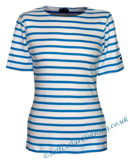 Captain Corsaire Womens 'Fregate MC' Striped Breton Tee - White / Azulli Blue