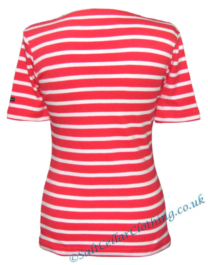 Captain Corsaire Womens 'Fregate MC' Striped Breton Tee - Opaline Red / White