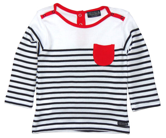 Captain Corsaire Kids Yuna L E Stripy Breton Top - White / Navy / Red