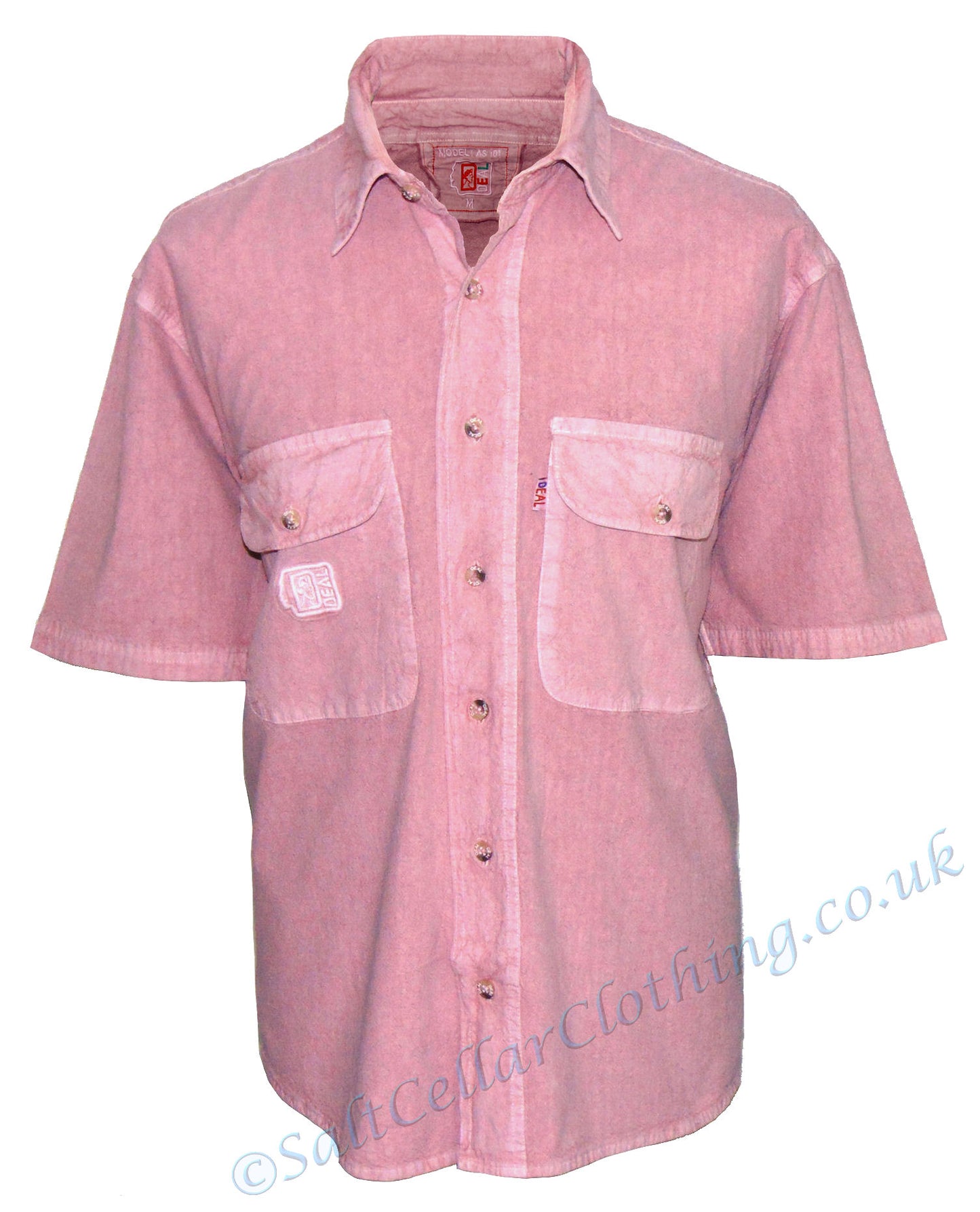 Deal Clothing Mens 'AS101' Short-Sleeved Shirt - Salmon / Dusty Pink